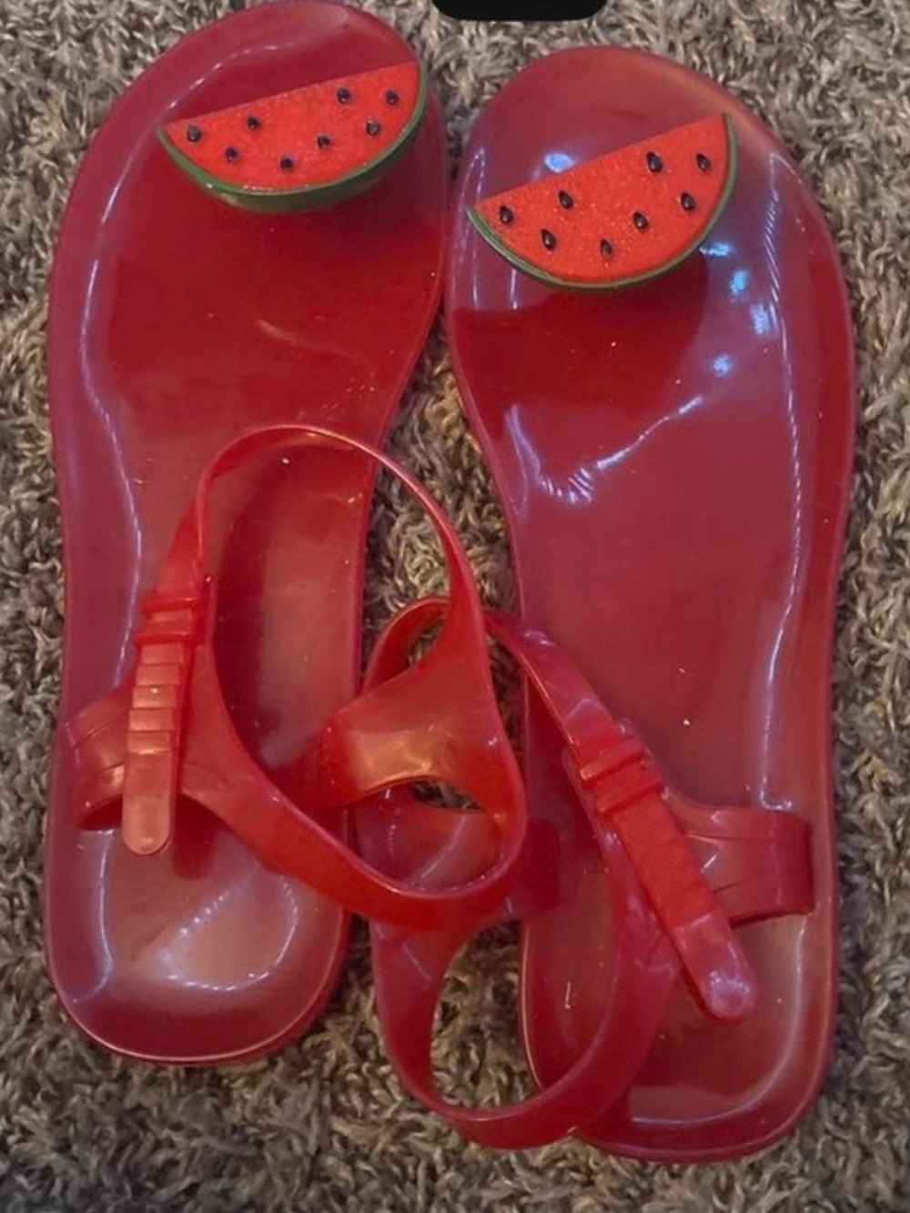 Katy Perry Collections Red Jelly Sandals with Watermelon Charm
